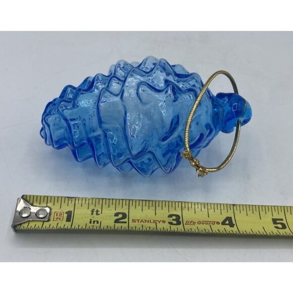 Clear Blue Glass Christmas Ornament Pine Cone Coastal Blue Beach Classic Decor - Picture 8 of 10